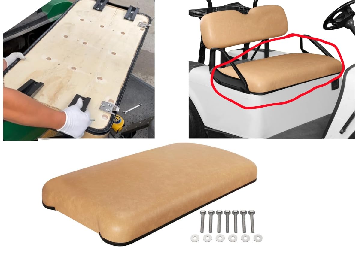 PU leather waterproof surface on Dr.Acces EZGO front seat cushion in tan