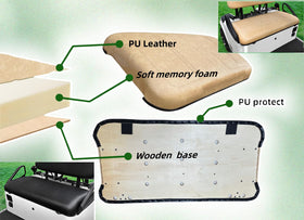 Seat bottom cushion with pre-installed holes ready for EZGO TXT installation