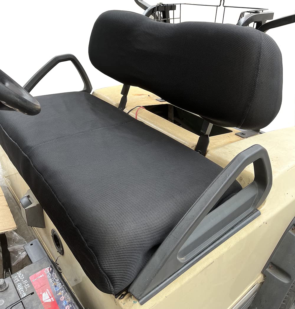 Dr.Acces golf cart seat cover front seat in black, breathable mesh for all-day comfort.