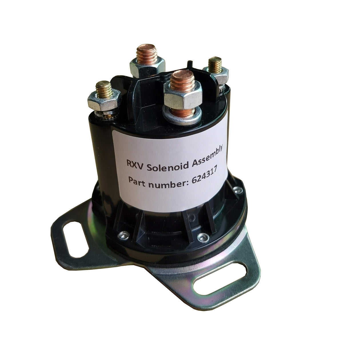 Dr.Acces golf cart solenoid close-up with four terminals for EZGO RXV 36V.
