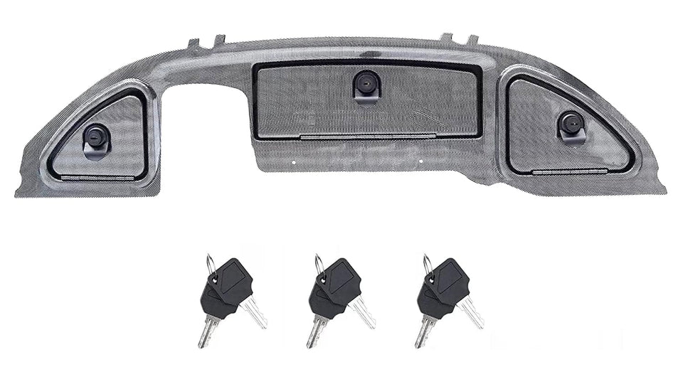 Dr.Acces golf dashboard with carbon fiber finish and locking doors for secure storage.