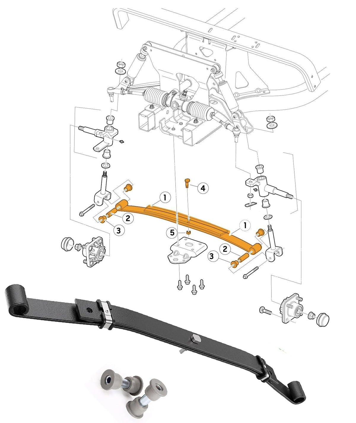 Dr.Acces heavy-duty leaf spring with spacers kit for easy mounting