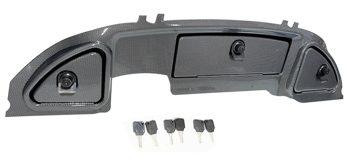 Dr.Acces locking glove box doors provide secure storage on the golf cart.