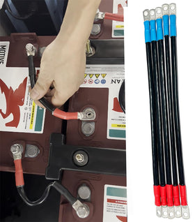 Installed Dr.Acces cables secured to battery terminals with copper lugs
