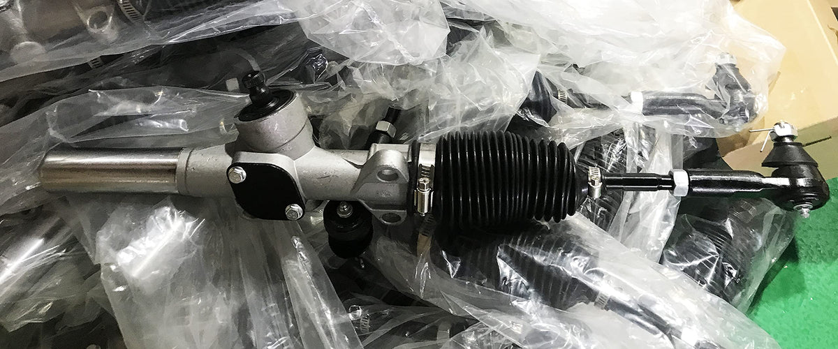 Dr.Acces EZGO TXT steering gear box packaging ready for direct replacement.
