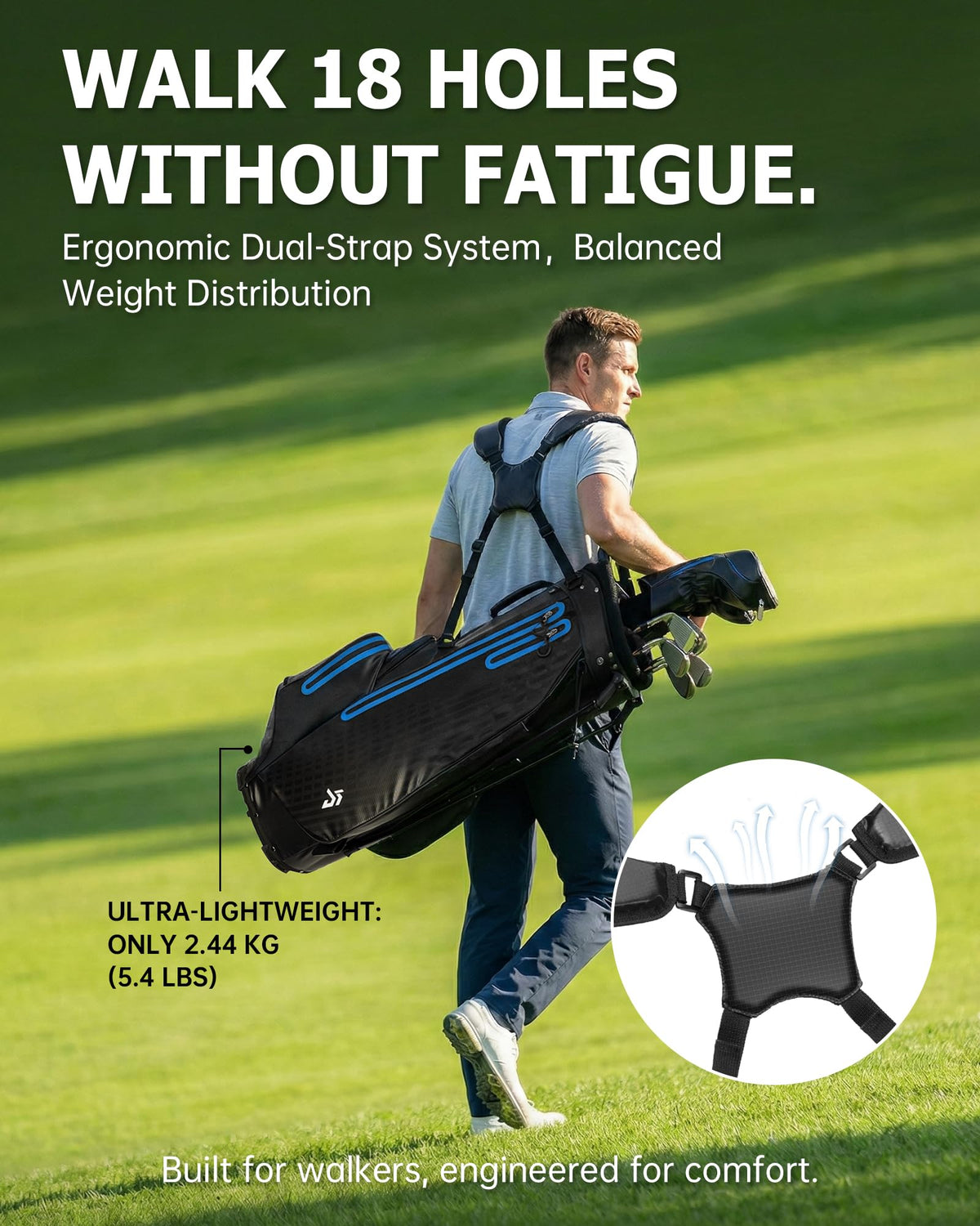 Dragon Tiger dual-strap system reduces shoulder fatigue.