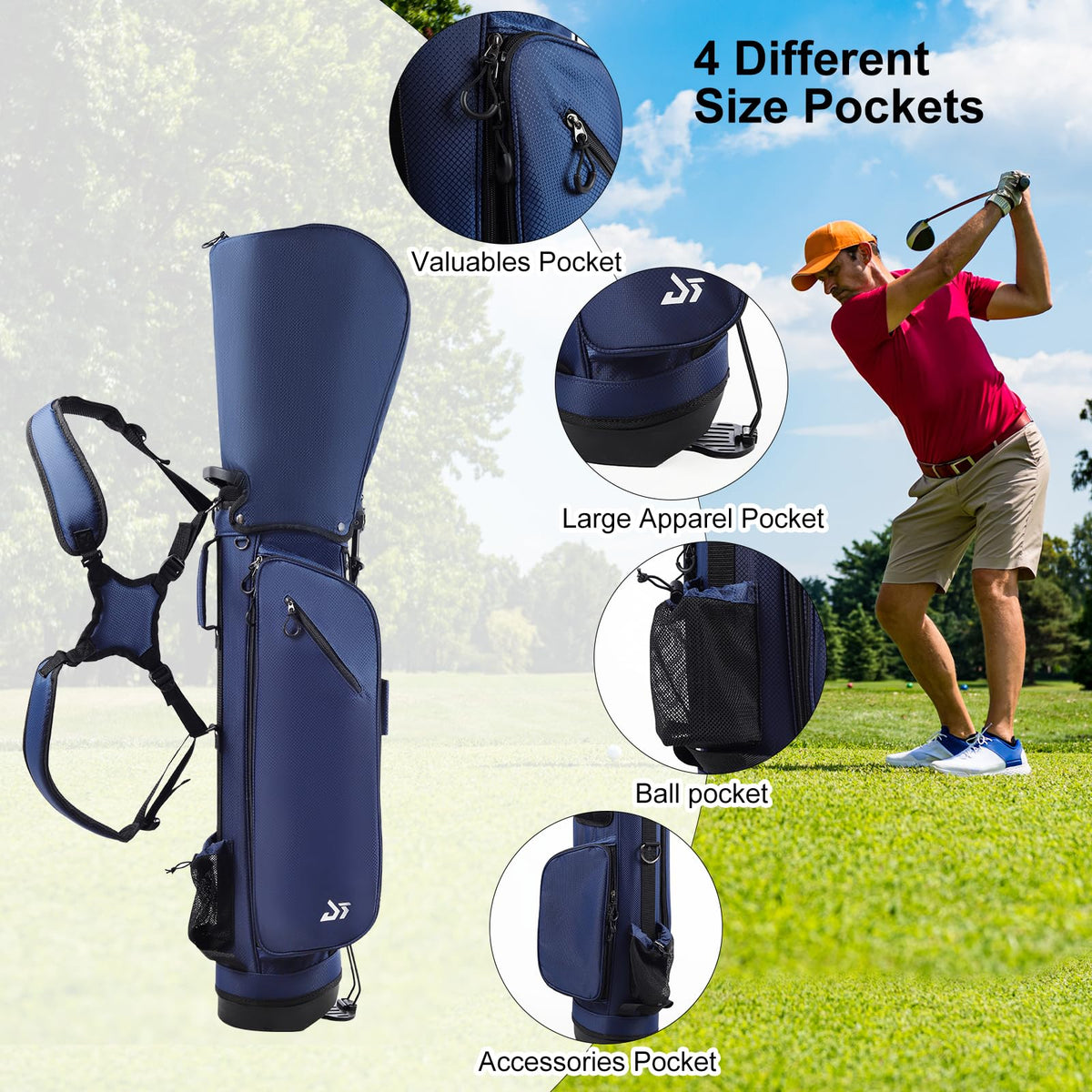 Dragon Tiger Golf bag padded shoulder straps navy offer comfortable carrying