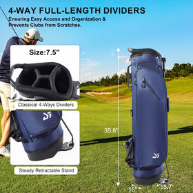 Dragon Tiger Golf bag side pocket navy shows accessible storage for essentials