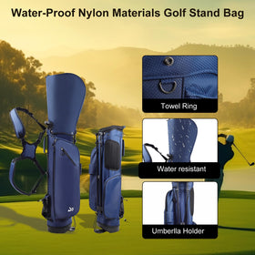 Dragon Tiger Golf bag pockets navy displays five zippered compartments