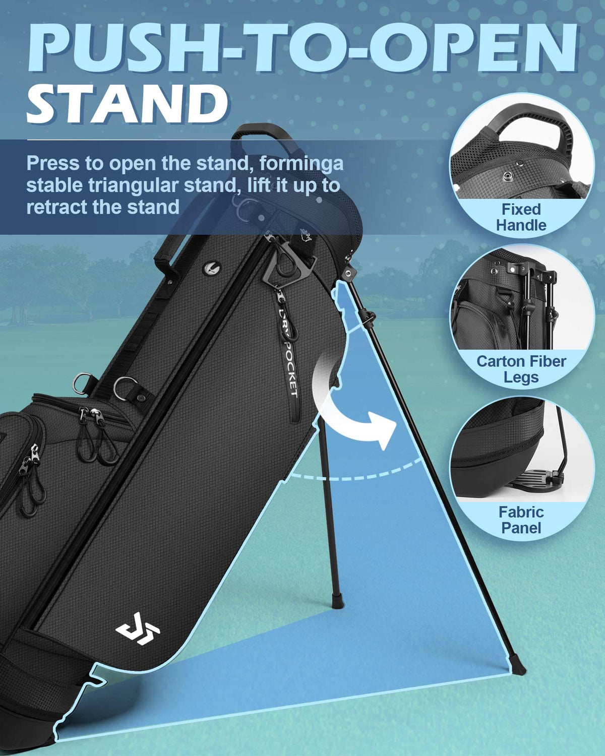 Dragon Tiger carbon fiber stand system provides stable deployment on varied turf.