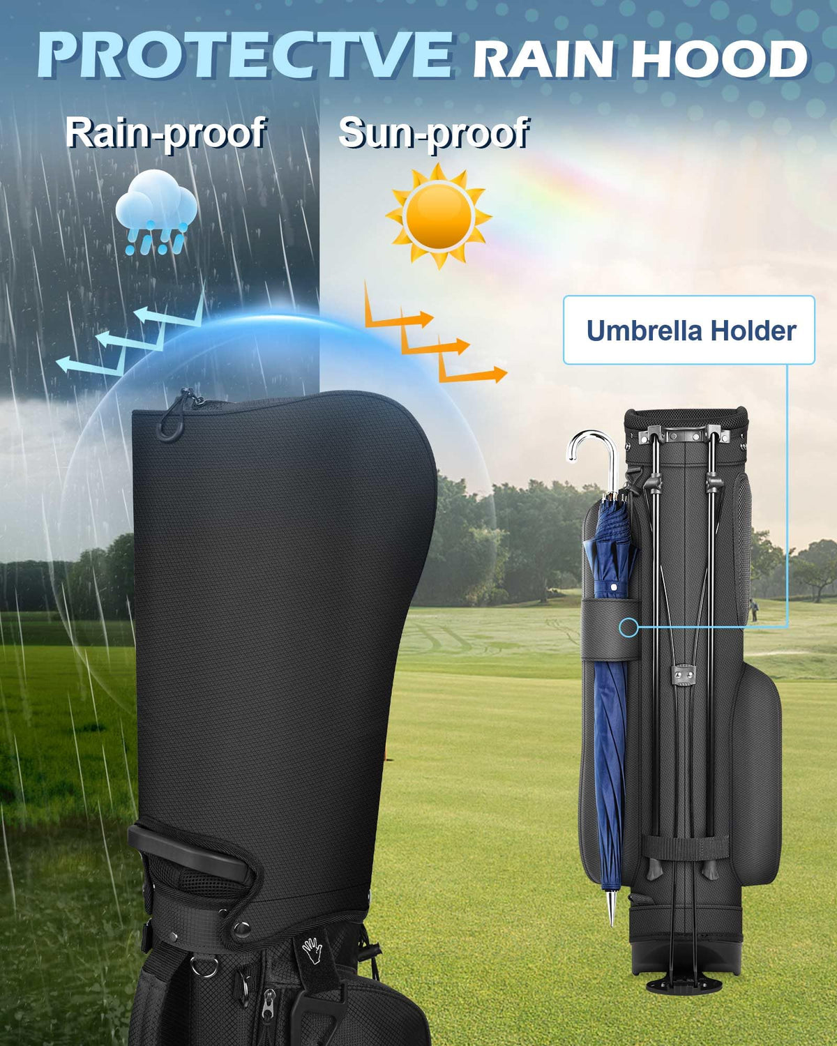 Dragon Tiger stand bag has a D-ring for towel and tools.