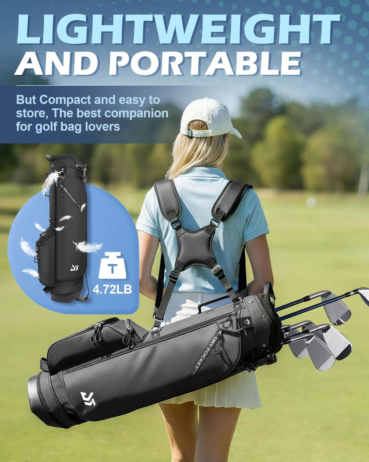 Dragon Tiger stand bag tee holder keeps tees handy on the course.