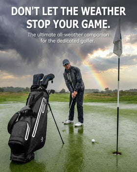 Dragon Tiger waterproof golf stand bag in use shows easy access and a stable stand.