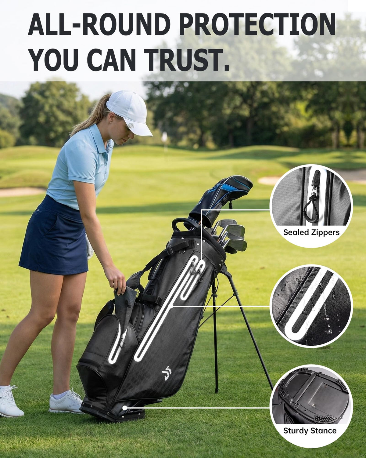 Dragon Tiger waterproof golf stand bag lightweight design eases walking rounds.
