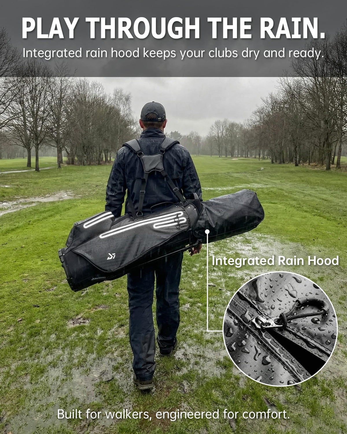 Dragon Tiger waterproof golf stand bag reflective details improve visibility in low light.