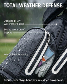 Dragon Tiger waterproof golf stand bag top divider demonstrates smooth 5-way club separation.