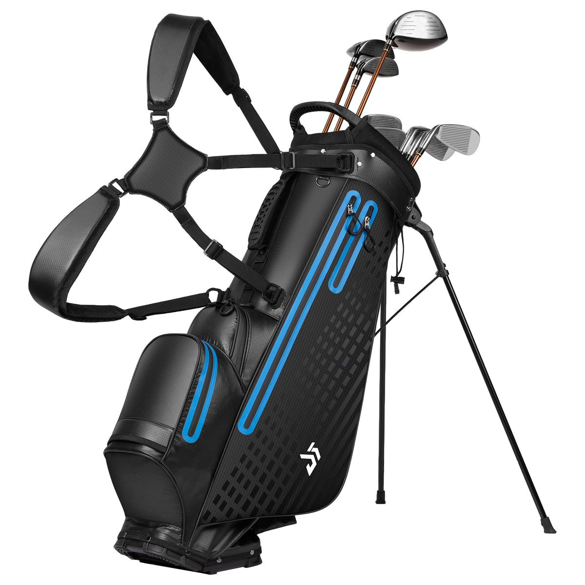 Dragon Tiger waterproof golf stand bag keeps clubs dry in rain.