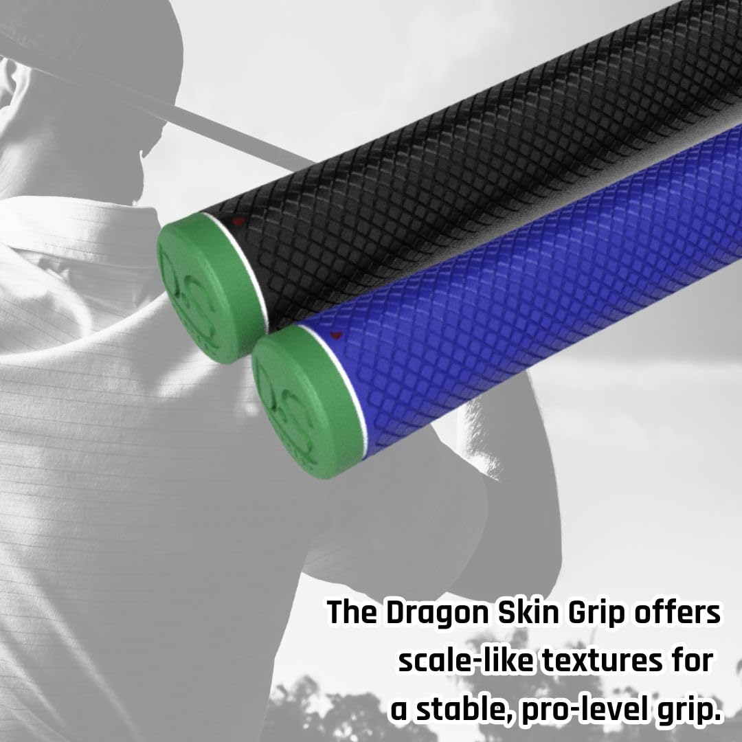 DragonSkinGrip Golf Green Cap Calm Standard ergonomic convex butt end for comfortable hold.