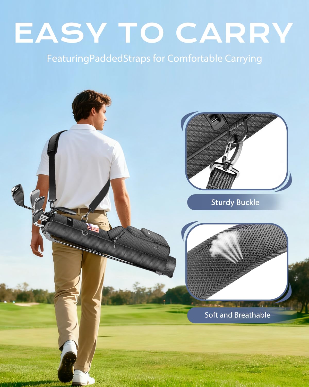 Dragon Tiger compact carry bag designed to hold six clubs for weekend rounds