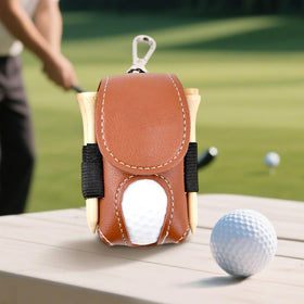 Drawelry leather golf bag with side tee slots keeps tees handy.