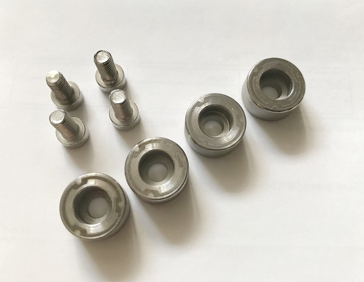 Dree four-piece golf weight screws for Taylormade Stealth drivers; precise tuning for preferred feel