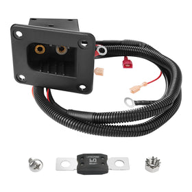 Drive Up 36V Powerwise charger receptacle closeup for EZGO cart showing secure charging connection.