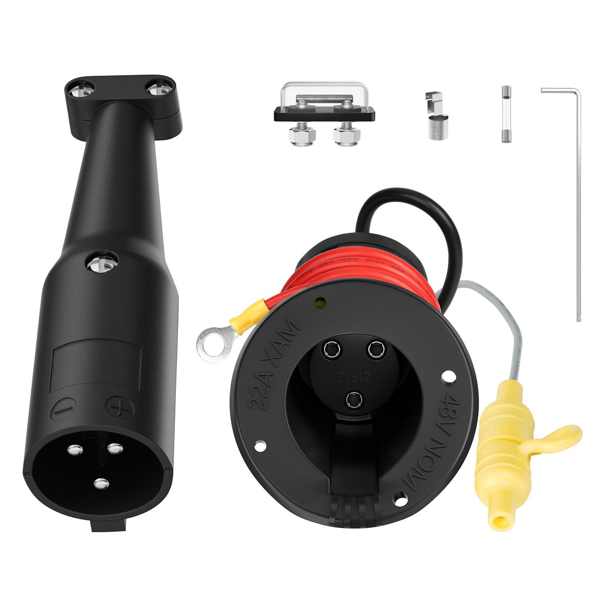 Drive Up 48V Club Car charger receptacle in rugged housing for durable use