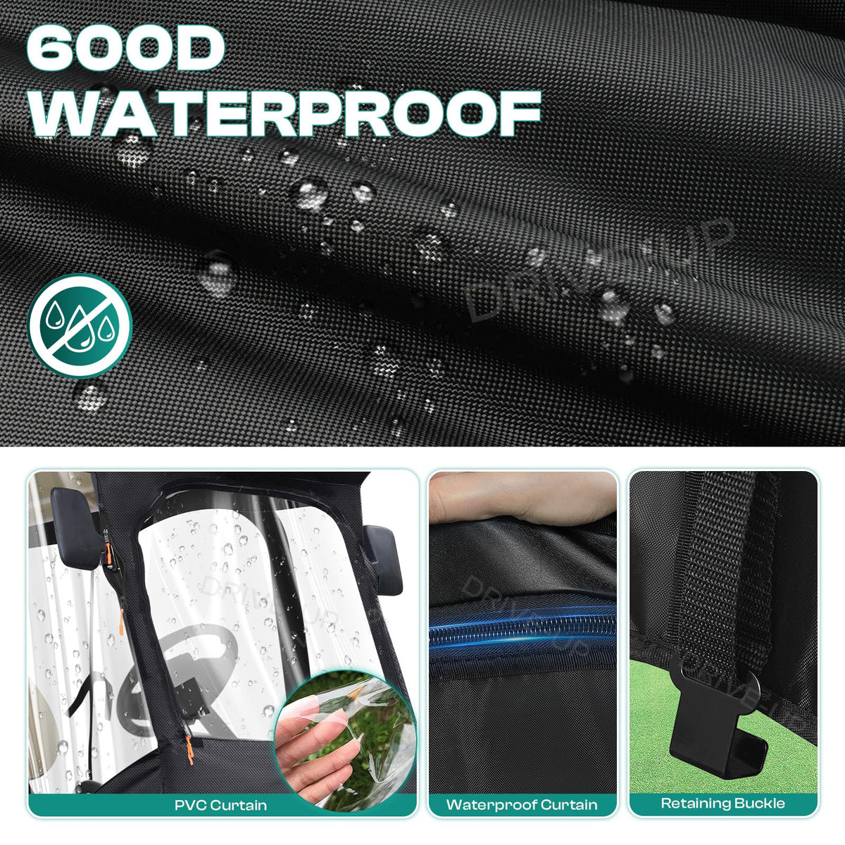 Drive Up 600D fabric closeup shows rugged durability against weather