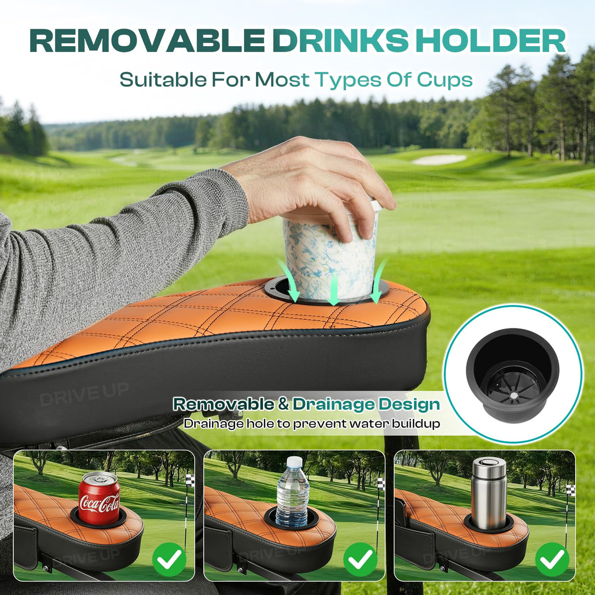 DRIVE UP comfort sponge padding supports arms during long rounds