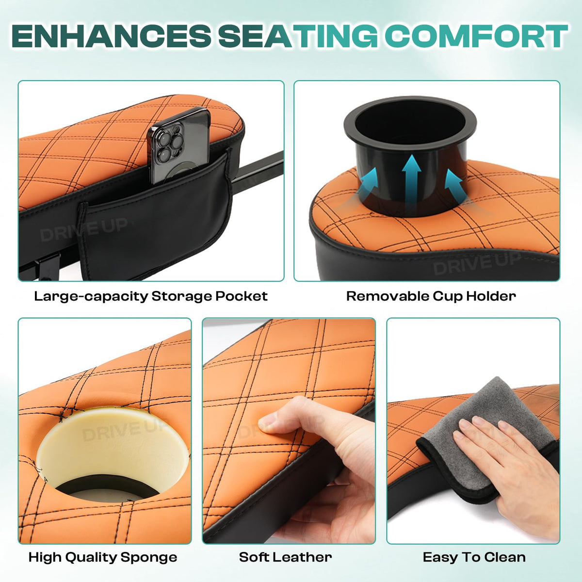 DRIVE UP cup holder with drain hole keeps liquids flowing away