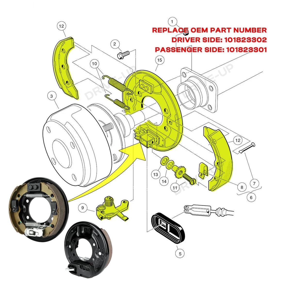 Backing plate and adjustable mechanism included in the Drive Up kit.