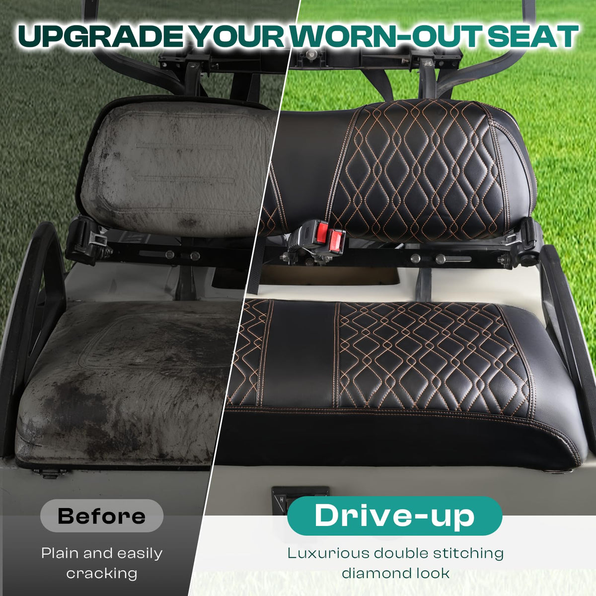 Drive Up backrest cover features diamond cross design to complement seat protection.