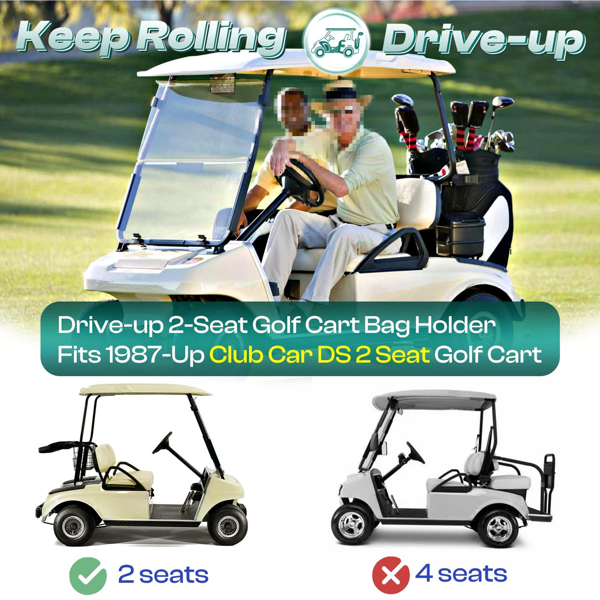 DRIVE UP bag strap and locking buckles assembly secures your golf bag.