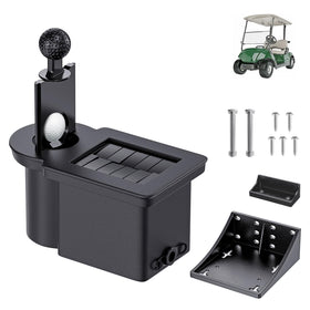 Drive Up ball washer mounted on golf cart for quick, clean balls before tee.