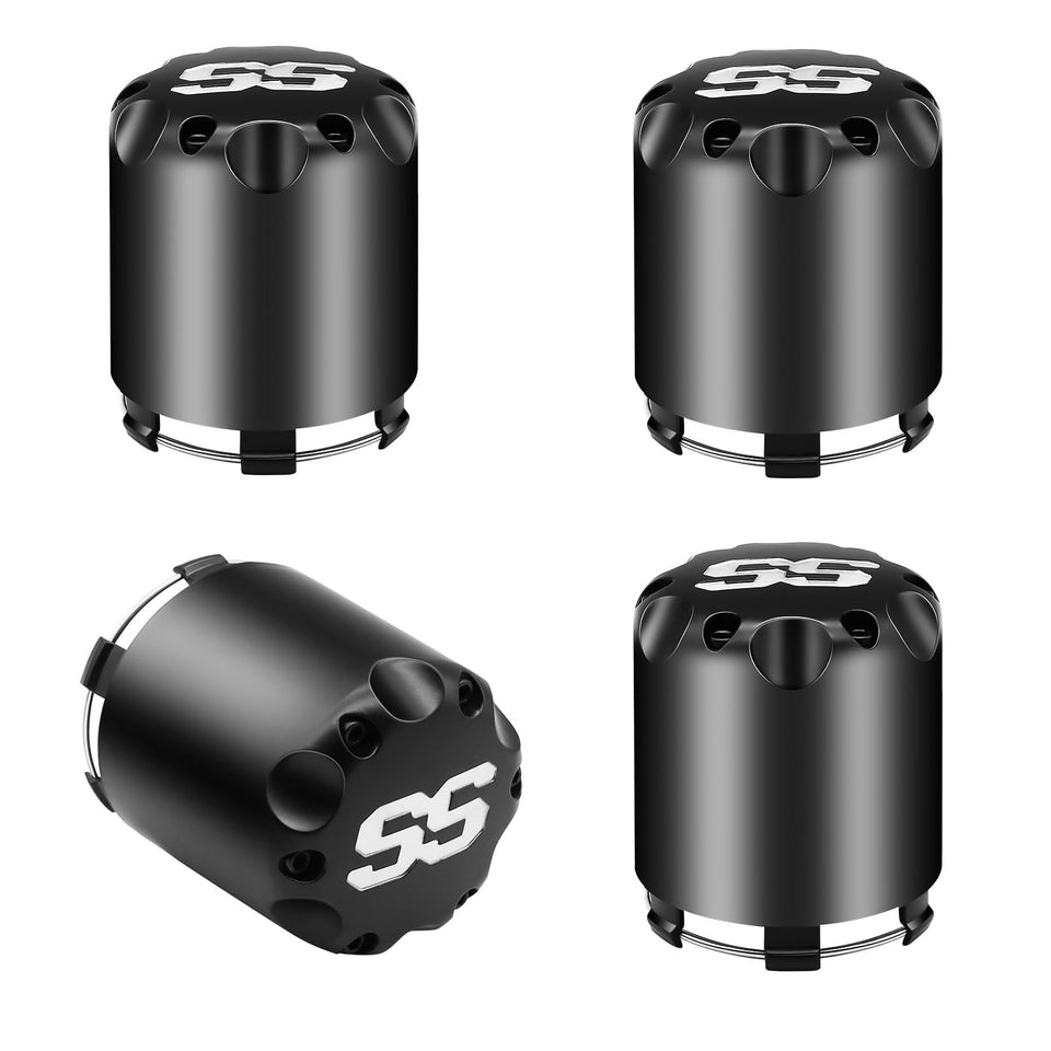 DRIVE UP black SS center cap on a Club Car wheel for a sleek upgrade.