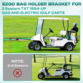 Drive Up bracket installed on EZGO TXT cart for quick bag access