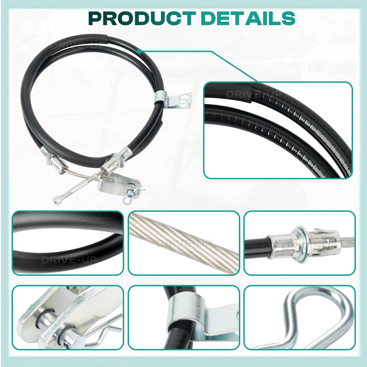 DRIVE UP stainless-steel core brake cable closeup showing durability