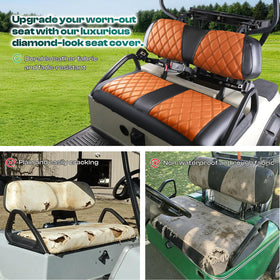 DRIVE UP brown PVC seat cover with diamond pattern adds durable style