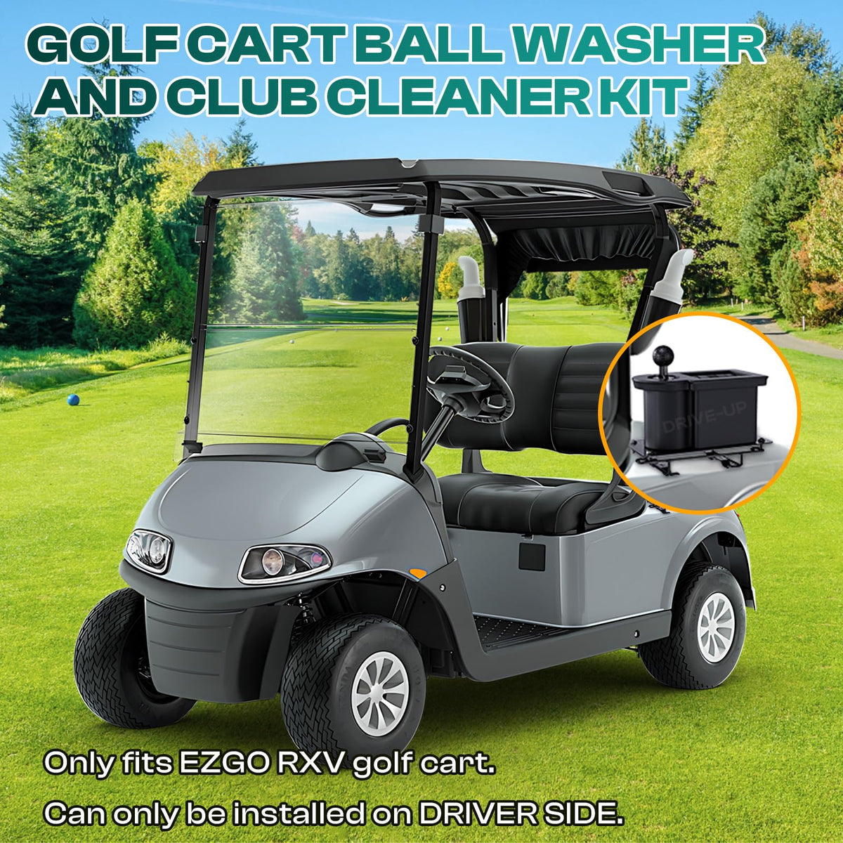 Drive Up golf ball and club washer in action with bristles and water.