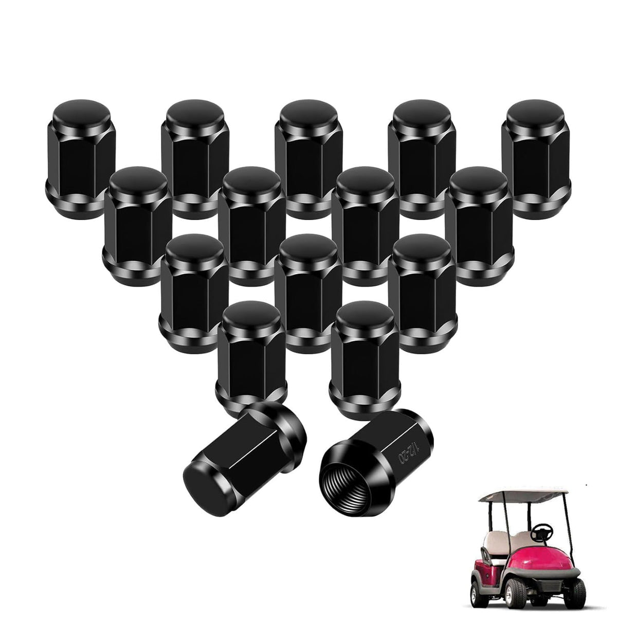 Drive Up chrome lug nut kit in a 16-pack for golf carts with a shiny chrome finish