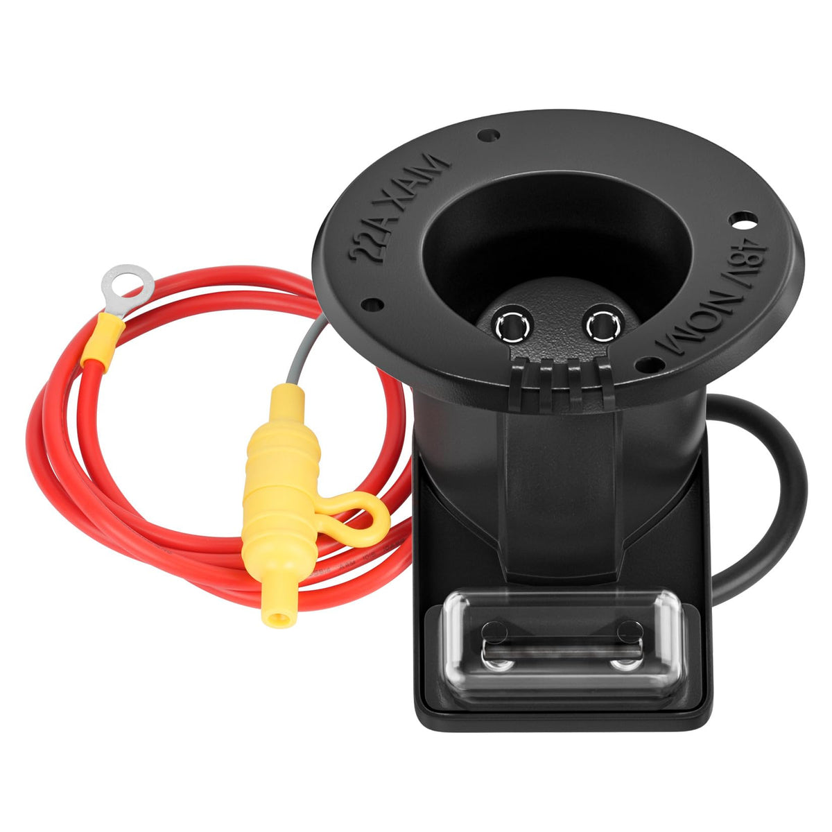 Drive Up Club Car 48V charger receptacle front view for DS models, reliable charging port replacement.