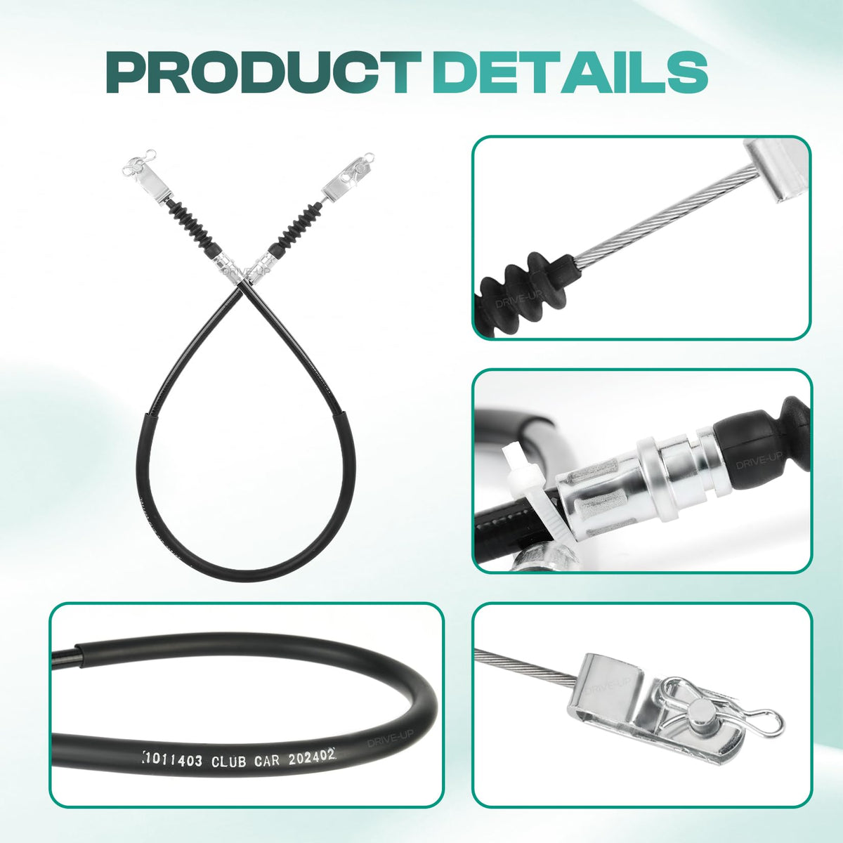 Drive Up brake cable for Club Car DS, passenger side, durable replacement.