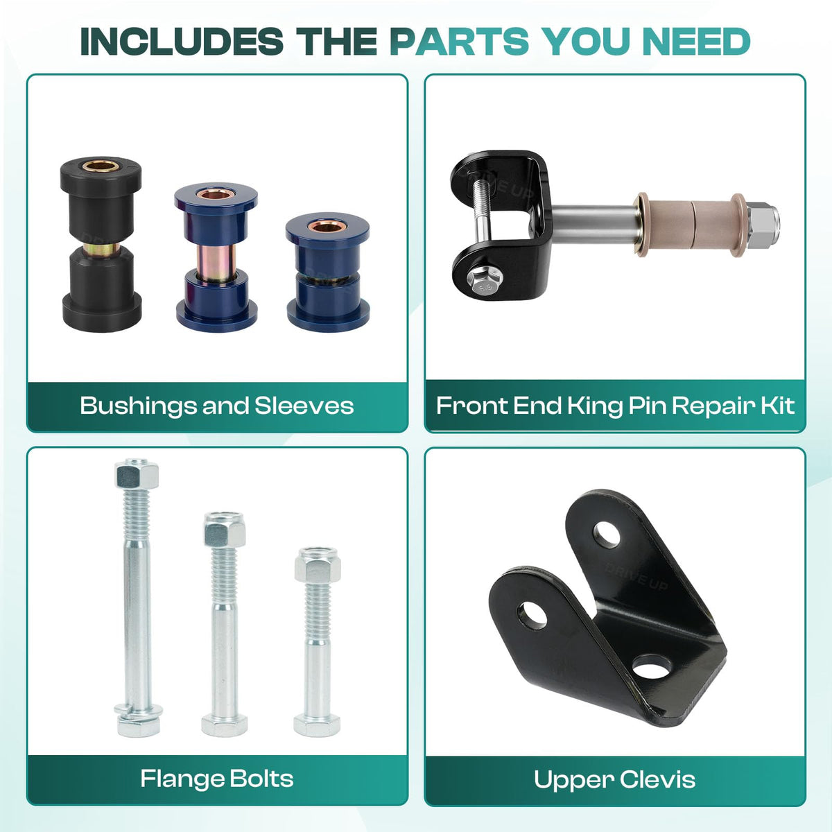 Drive Up polyurethane sleeve bushing close-up emphasizes wear-resistance and sturdy construction.