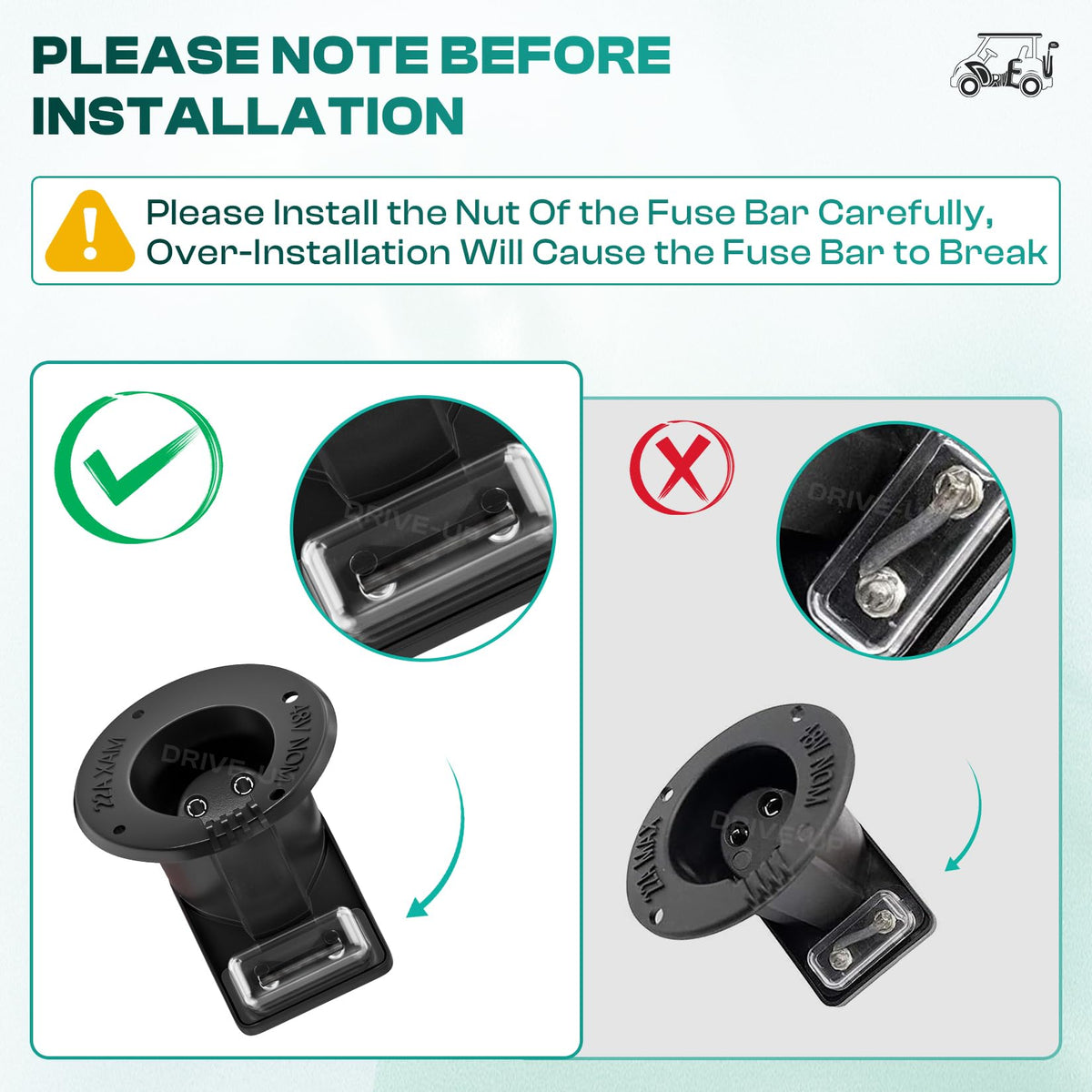 Drive Up Club Car DS charger port installed for easy maintenance