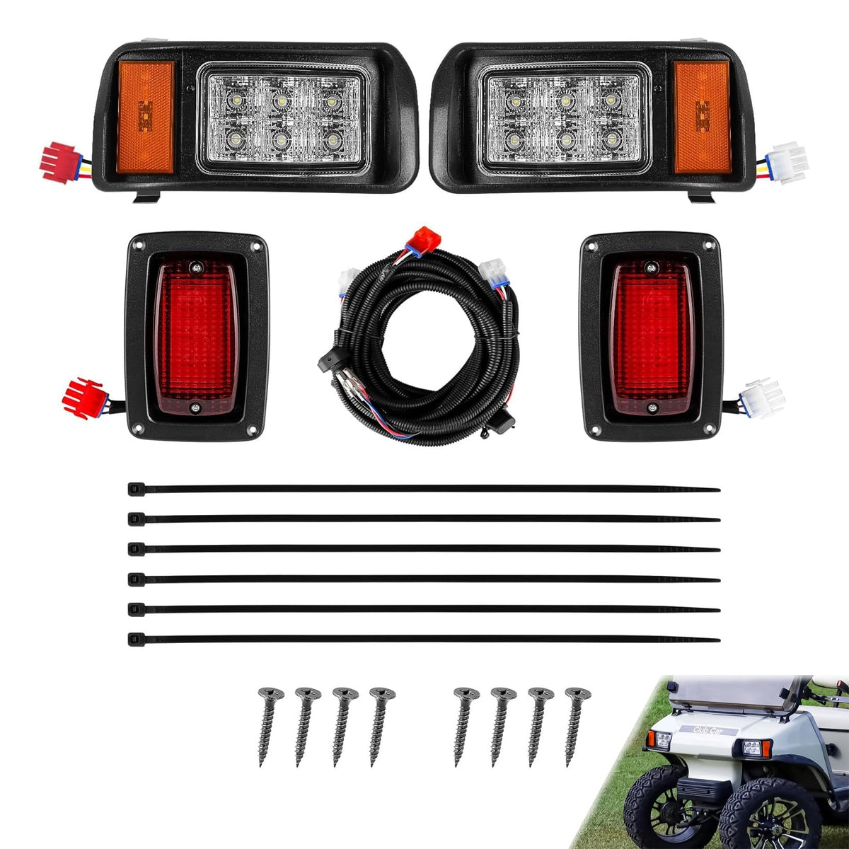 DRIVE UP Club Car DS LED headlights provide clearer night visibility for 1993-up carts.