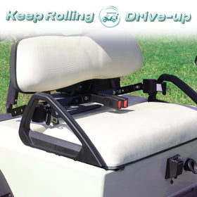 DRIVE UP Club Car DS right armrest hip restraint enhances comfort on rough roads.