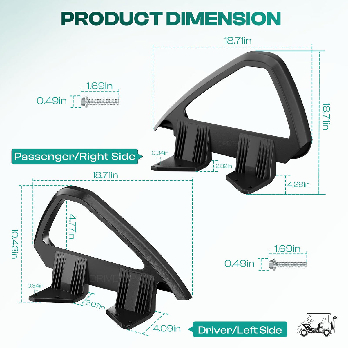 DRIVE UP Club Car DS seat attachment area demonstrates straightforward mounting.