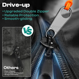 Drive Up enclosure side windows provide clear visibility during windy rides