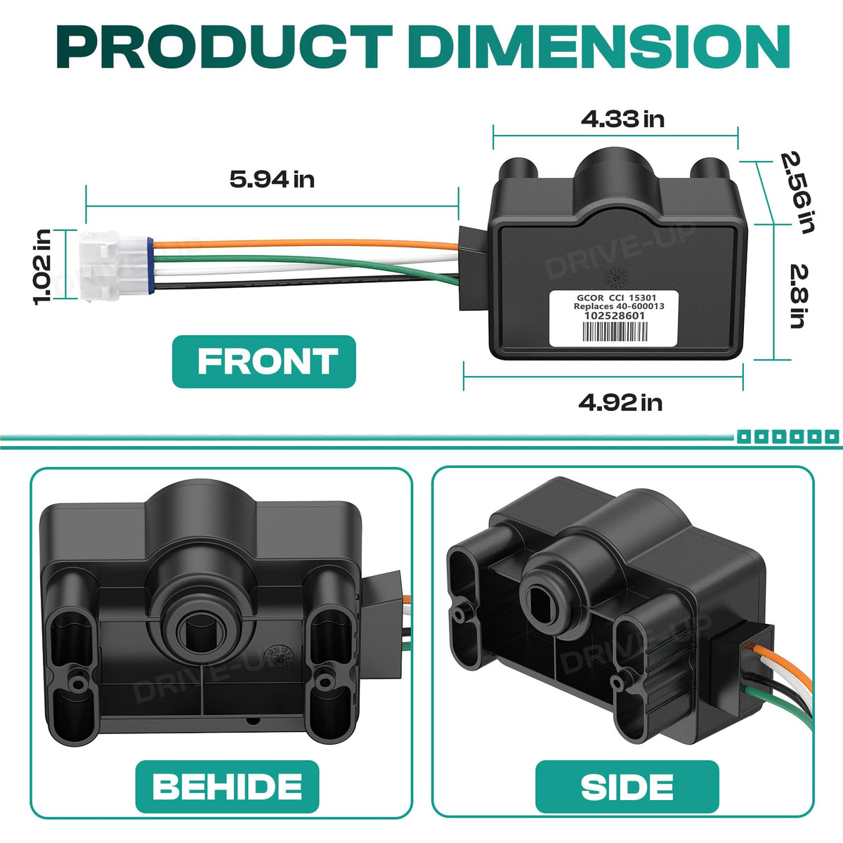 Drive Up Club Car Precedent GCOR sensor front view shows model compatibility.