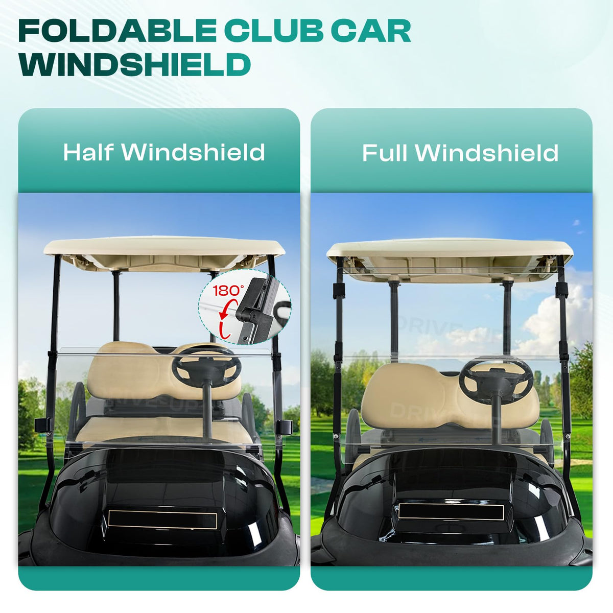 DRIVE UP Club Car windshield UV protection for sun exposure and fade prevention